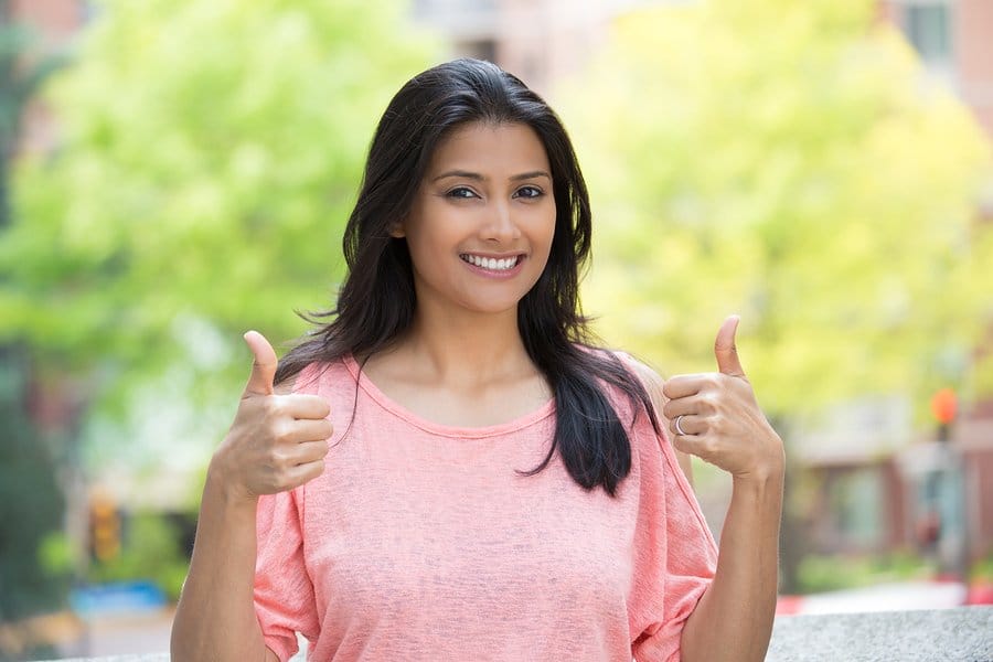 Student feeling confident after completing her work