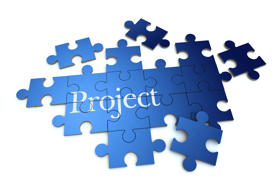 Puzzle pieces coming together to form a project